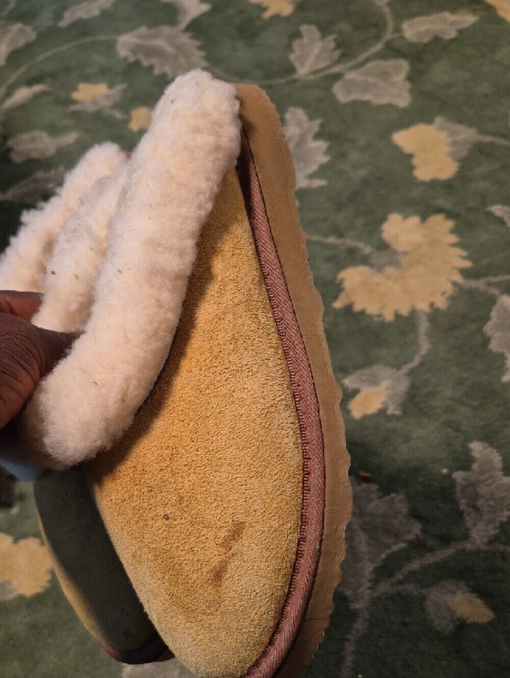 UGG Yellow Suede Shearling-Lined Slippers - Picture 2 of 5